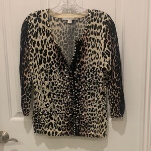 Boston Proper Leopard Sequin Sweater